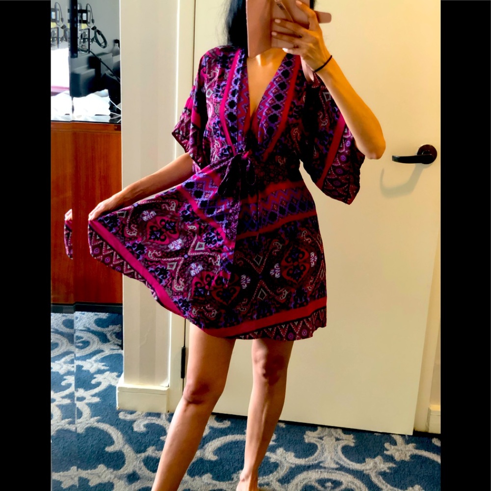 Express purple short sleeve kimono dress small